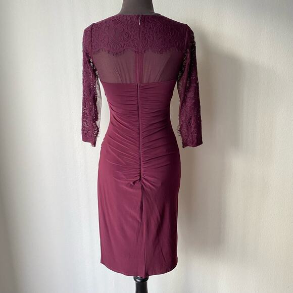 INC sz 0 bodycon sheer lace sheath knee length dress - Picture 5 of 8